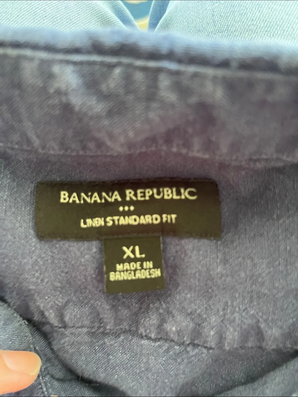 XL Linen Banana Republic Blue Short-Sleeve Button-Down Shirt